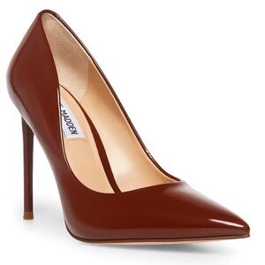 Steve Madden Vala Cognac Patent Leather Stiletto Heels